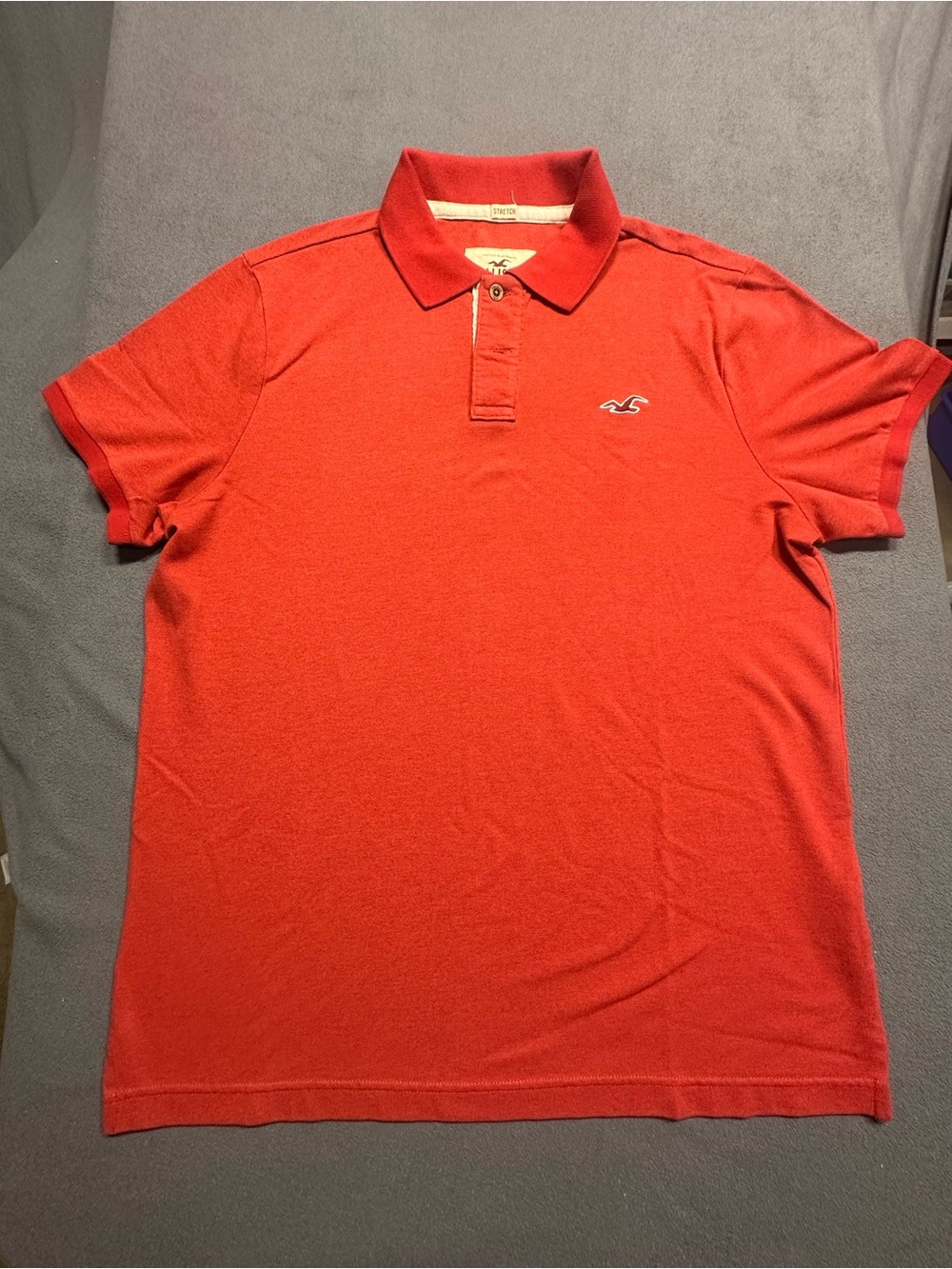 Hollister Men's Bright Red Polo with Embroidered Logo
